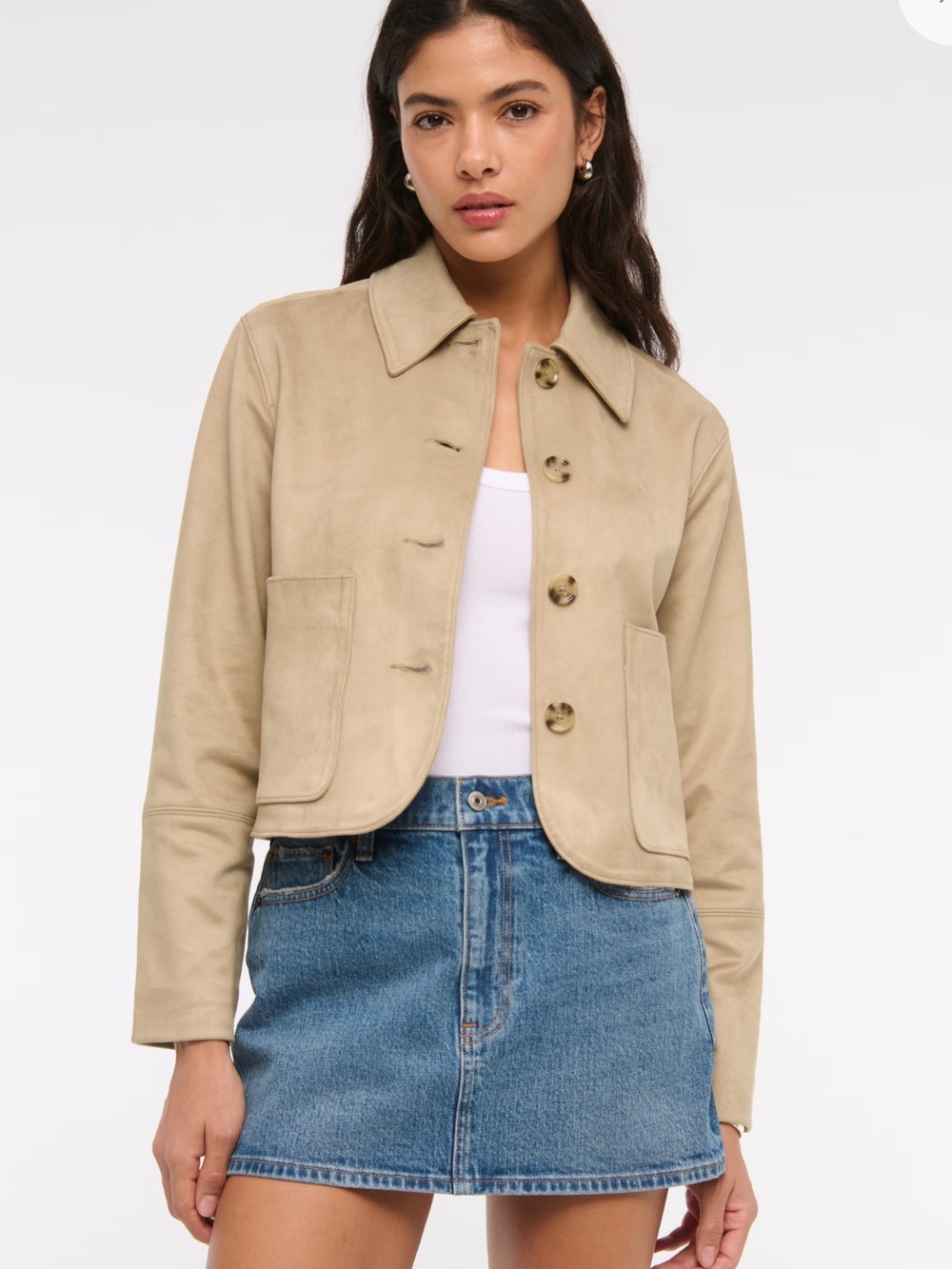 NWT! Abercrombie & Fitch Vegan Suede Button-Through Jacket
